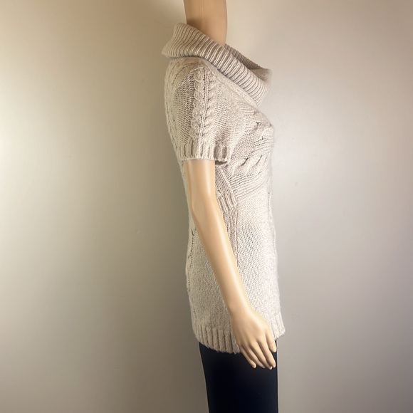 BCBG Beige Cowl Neck Cable Knit Sweater - Picture 3 of 6